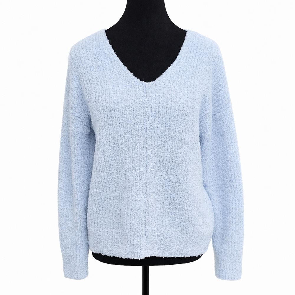 cupcakes & cashmere Pale Blue V-Neck Cozy Pullover